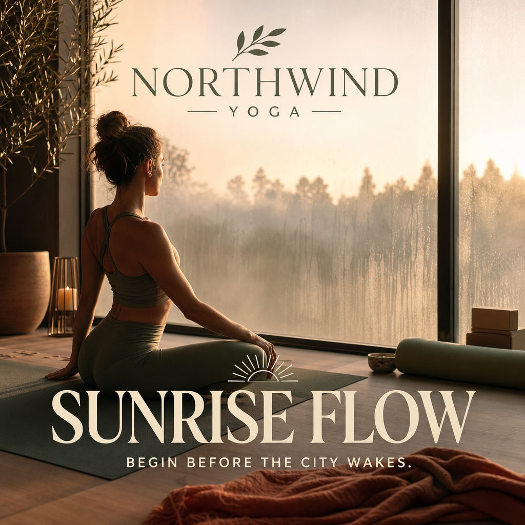 Northwind Yoga Instagram sunrise flow flyer