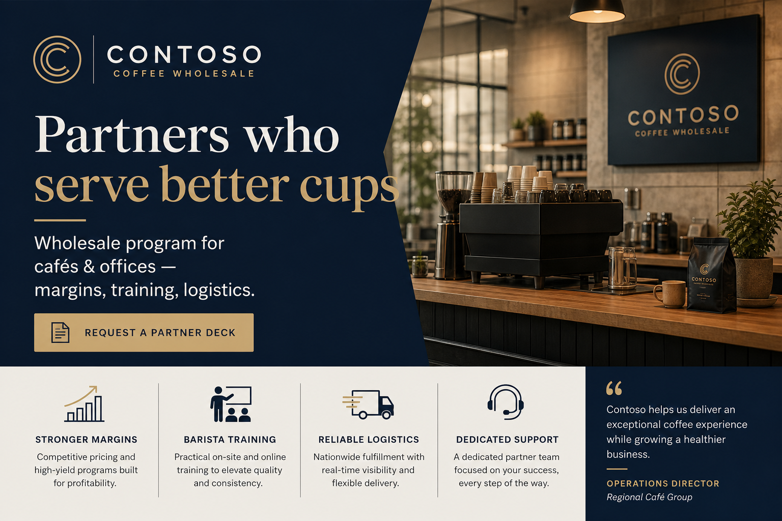 Contoso Coffee LinkedIn wholesale flyer