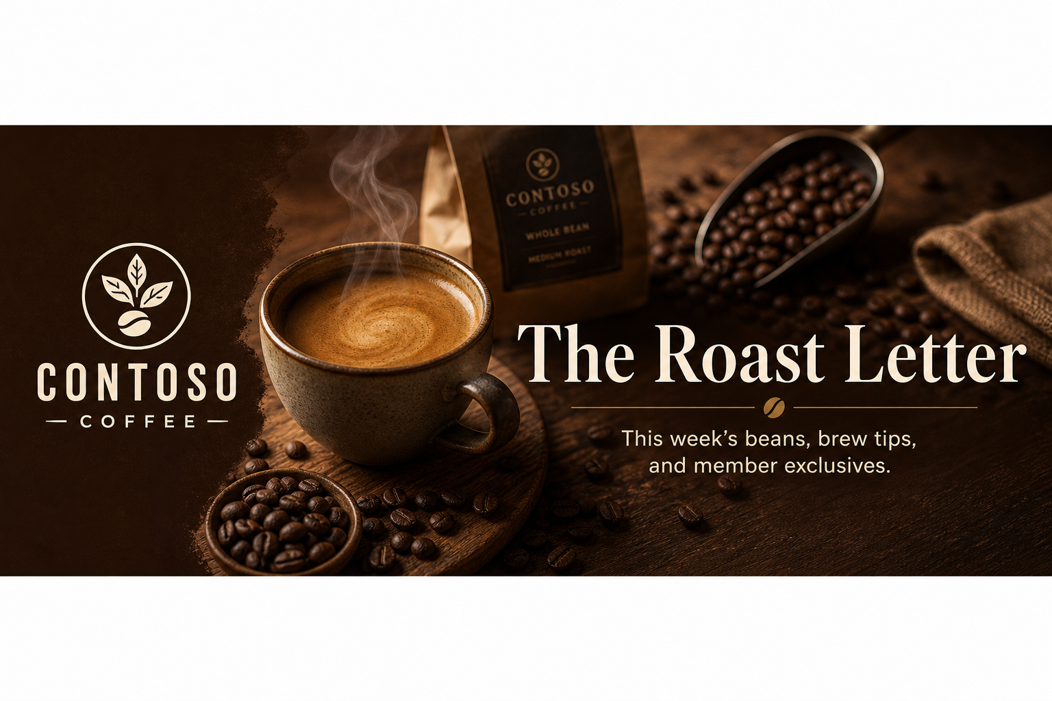 Contoso Coffee email newsletter masthead